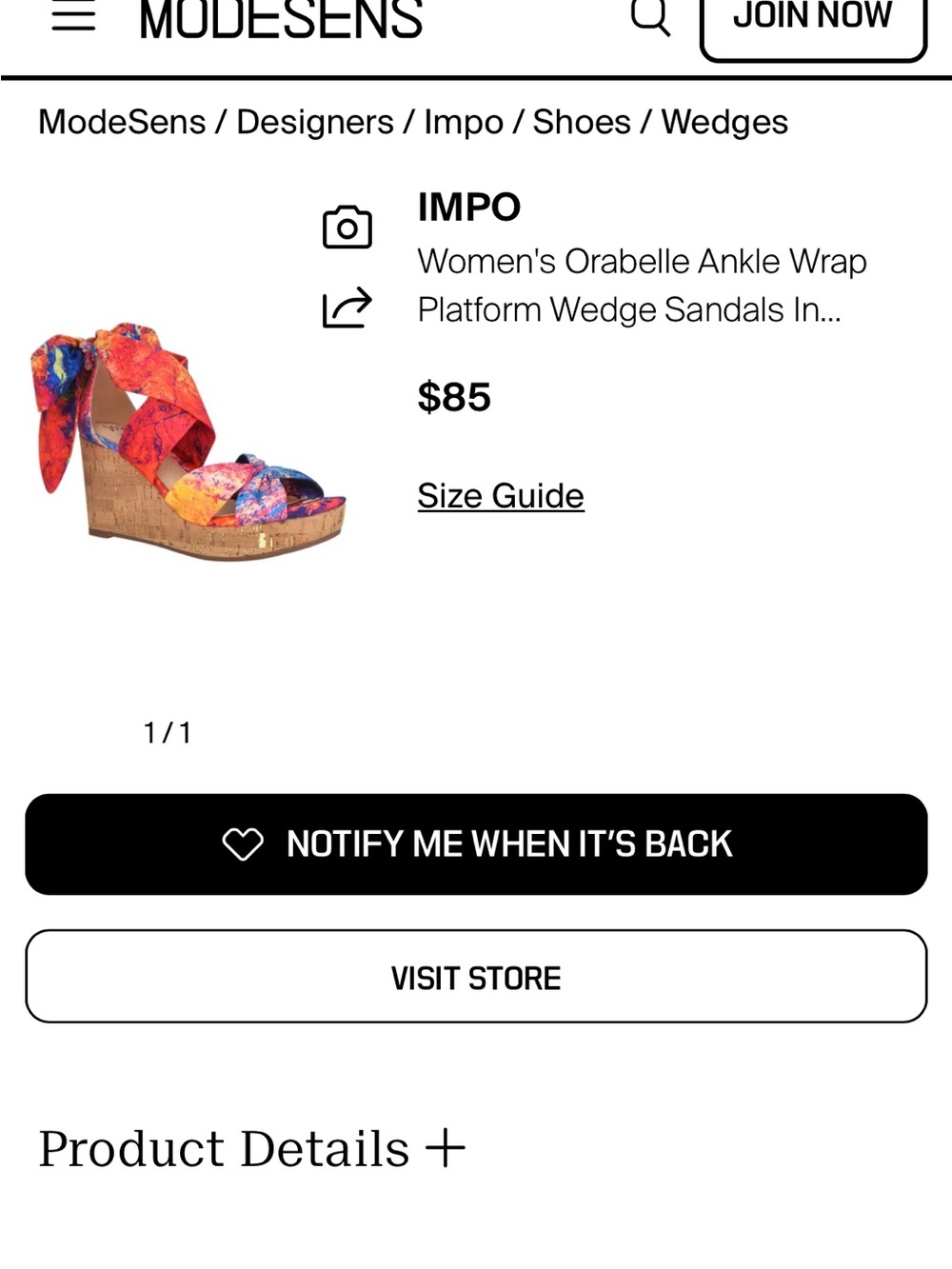 Impo Oasis Sunset Multi Ankle-Wrap Cork Wedge Sandals